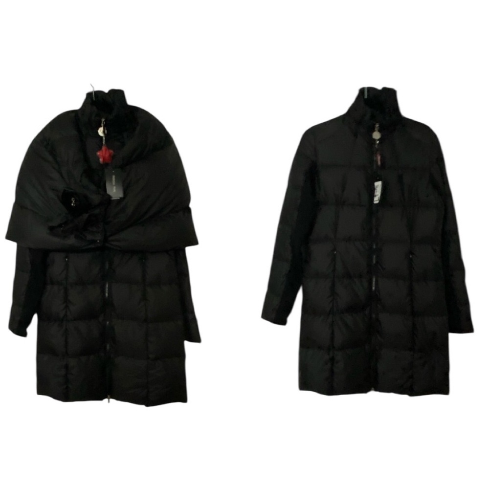 NWT Patrizia Pepe Black Puffer Jacket Removable Shall 46 US 10
